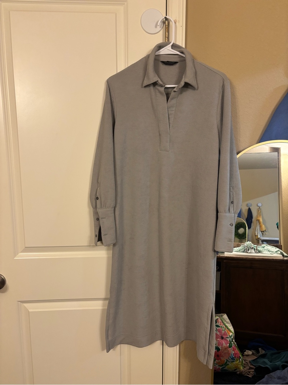 Club Monaco Light Gray Midi Shirt Dress
